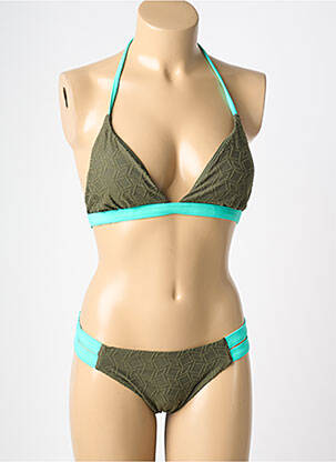 Costum de baie din două piese elasticitate top triunghiuri verde RAE femme