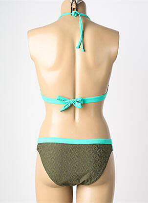 Costum de baie din două piese elasticitate top triunghiuri verde RAE femeie