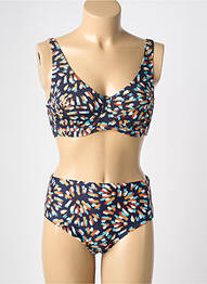 Costum de baie din două piese elasticitate sutien cupe întregi cu decolteu înalt albastru LAGON BLEU femme