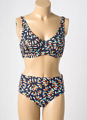 Costum de baie din două piese elasticitate sutien cupe întregi cu decolteu înalt albastru LAGON BLEU femme