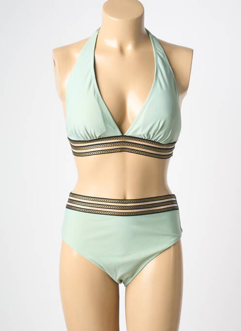 Costum de baie din două piese elasticitate top triunghiuri verde MERMAID femme