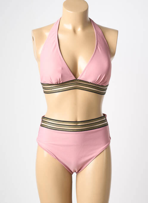 Costum de baie din două piese elasticitate top triunghiuri roz MERMAID femme