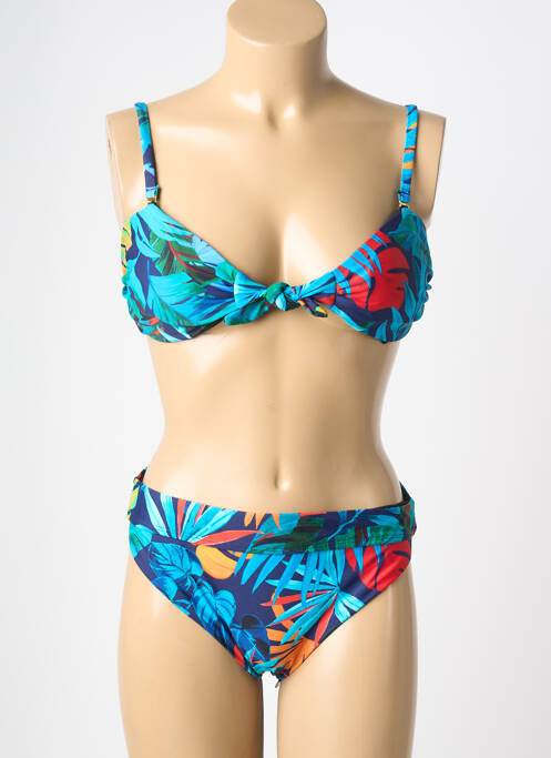 Costum de baie din două piese elasticitate top sutien modelat albastru HIBIKINI femme