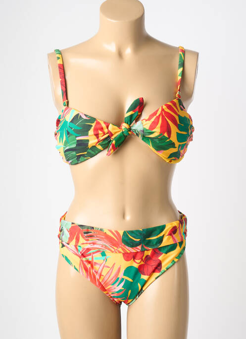 Costum de baie din două piese elasticitate top sutien modelat galben HIBIKINI femme