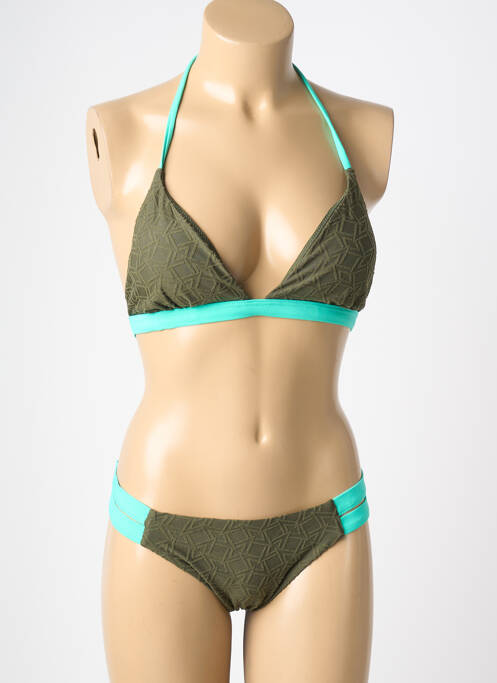 Costum de baie din două piese elasticitate top triunghiuri verde RAE femme