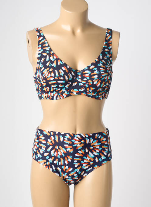 Costum de baie din două piese elasticitate sutien cupe întregi cu decolteu înalt albastru LAGON BLEU femme