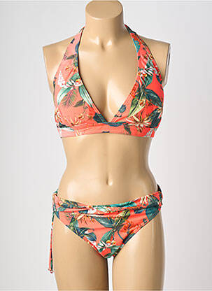 Costum de baie din două piese elasticitate top sutien modelat portocaliu LAGON BLEU femme