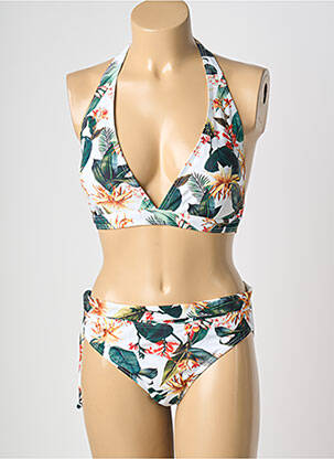 Costum de baie din două piese elasticitate top sutien modelat alb LAGON BLEU femeie