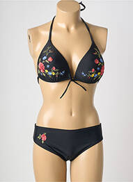 Costum de baie din două piese elasticitate top sutien push-up negru VERY ZEN femeie