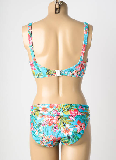 Costum de baie din două piese elasticitate sutien cupe întregi cu decolteu înalt albastru LAGON BLEU femme