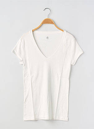 Tricou guler în v mâneci scurte alb PETIT BATEAU femeie