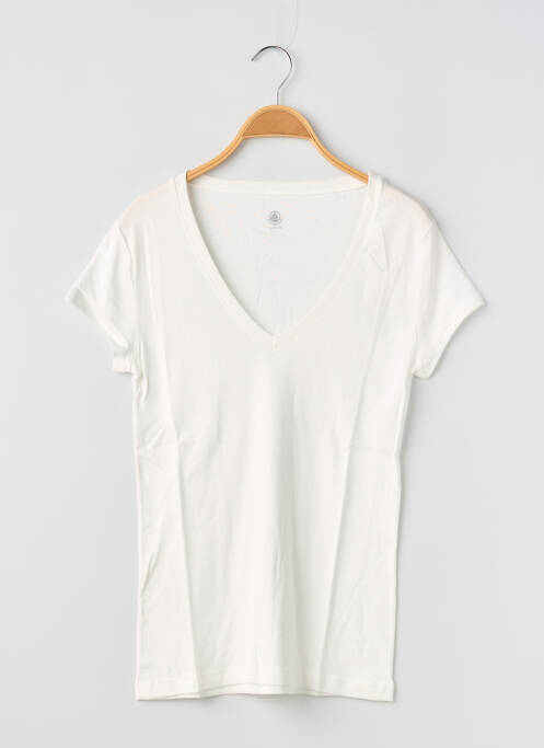 Tricou guler în v mâneci scurte alb PETIT BATEAU femme