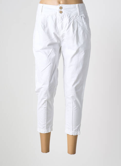 Pantalon trei sferturi țesătură poplin mărime normală alb KAPORAL femme