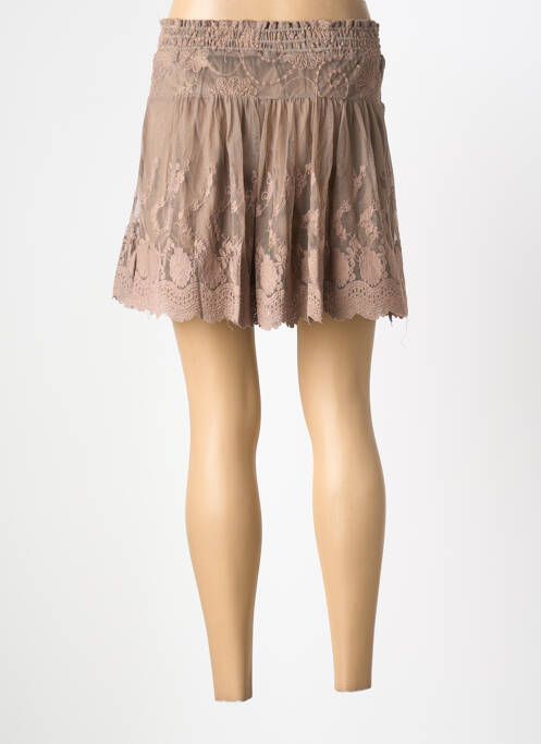 Fustă scurtă talie elastică maro AN' GE femme