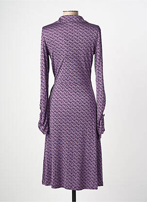 Rochie midi imprimeu fantezie mâneci lungi violet GUESS femeie