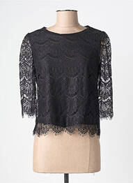 Top guler rotund mâneci 3/4 negru ANGE femme