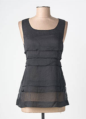 Top țesătură crep fără mâneci negru ANGE femeie