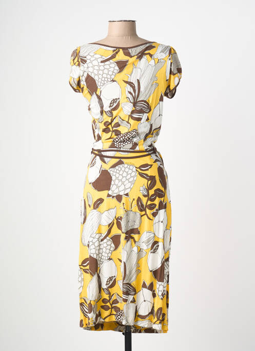 Rochie midi imprimeu fantezie mâneci scurte galben MISS SIXTY femme