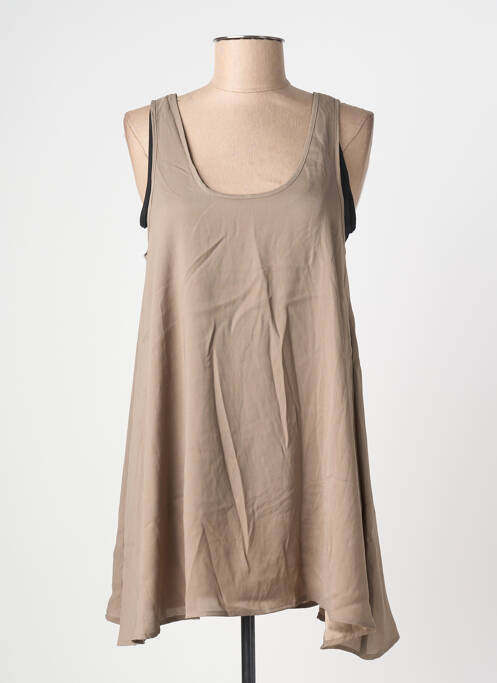 Tunică fără mâneci guler rotund bej ANGE femme