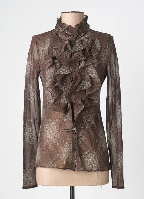 Cămașă croială cambrată mâneci lungi maro ANGE femme