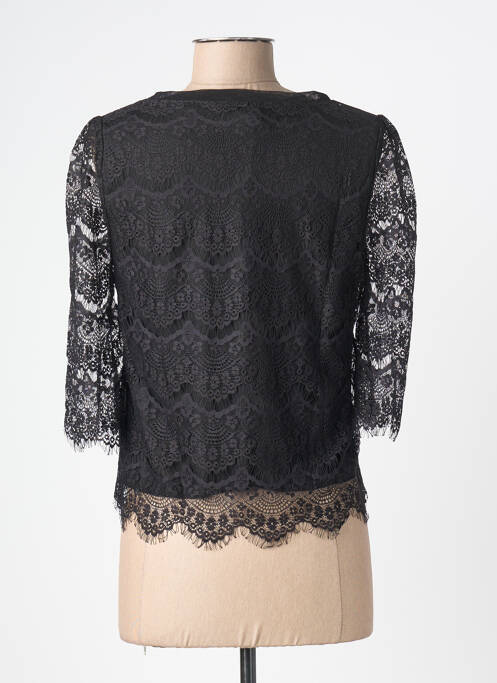 Top guler rotund mâneci 3/4 negru ANGE femme