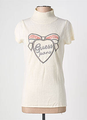 Pulover cu guler înalt elasticitate mâneci scurte bej GUESS femme