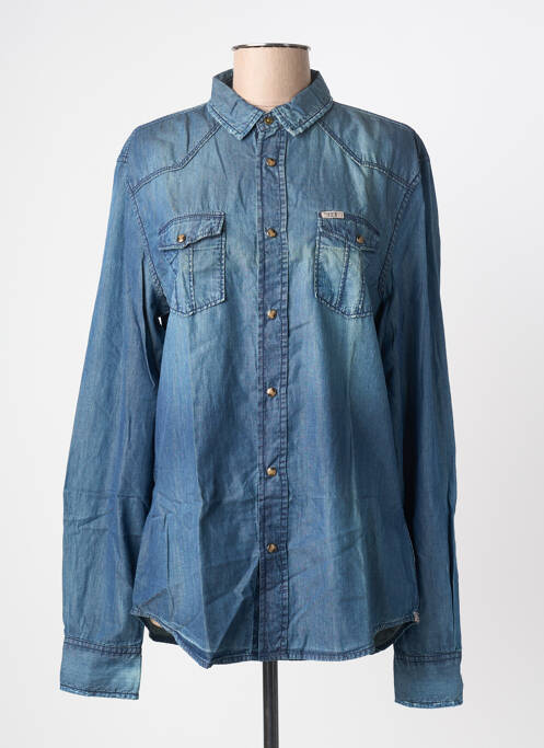 Cămașă cu mâneci lungi manșete cu nasturi albastru GUESS homme