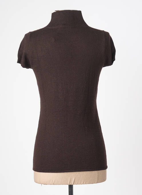 Pulover cu guler înalt elasticitate mâneci scurte maro GUESS femme