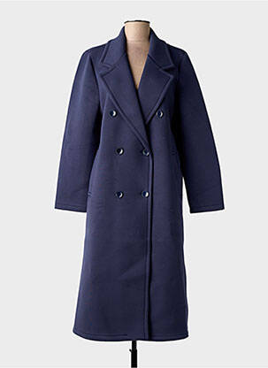 Palton lung croială dreaptă fără glugă albastru BLANC BOHEME femme