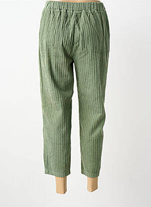 Pantalon 7/8 talie elastică mărime normală verde BLANC BOHEME femeie