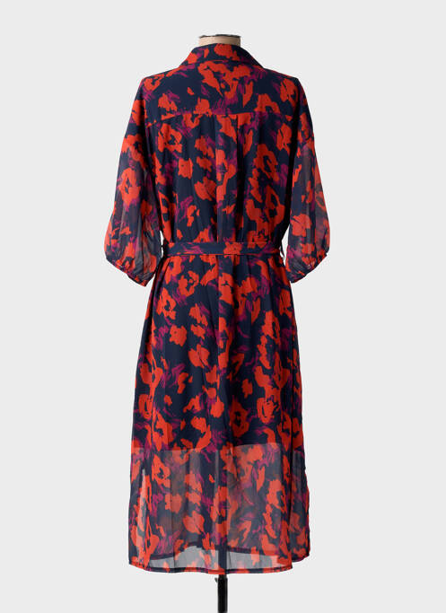 Rochie lungă imprimeu fantezie mâneci scurte albastru BLANC BOHEME femme