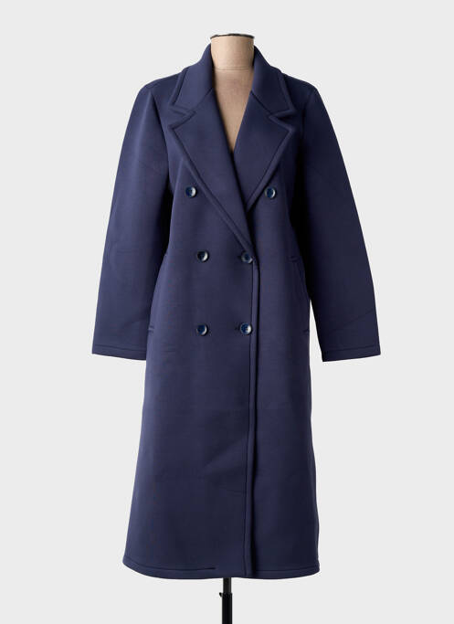 Palton lung croială dreaptă fără glugă albastru BLANC BOHEME femme