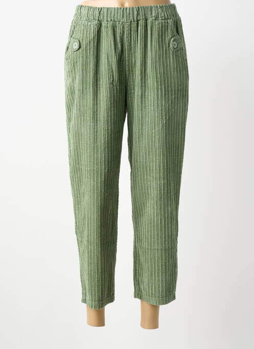 Pantalon 7/8 talie elastică mărime normală verde BLANC BOHEME femme