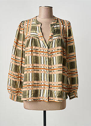 Cămașă imprimeu fantezie mâneci lungi verde MADE IN ITALY femme