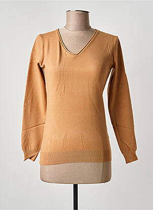 Pulover guler în v mâneci lungi maro C.M.P 55 femme