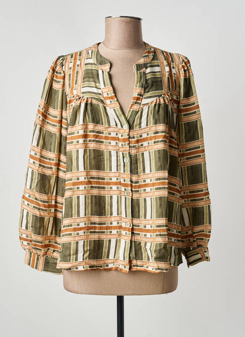 Cămașă imprimeu fantezie mâneci lungi verde MADE IN ITALY femme