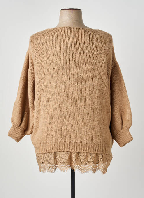 Pulover guler în v mâneci lungi bej MADE IN ITALY femme