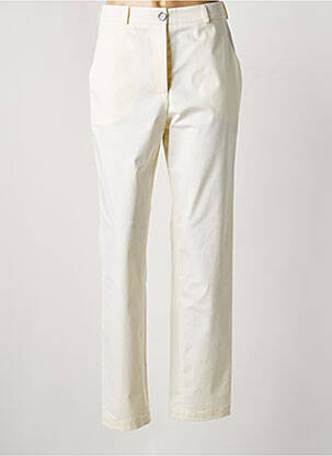 Pantalon drept închidere cu fermoar sub clapetă cu nasturi alb MON N°2 femme