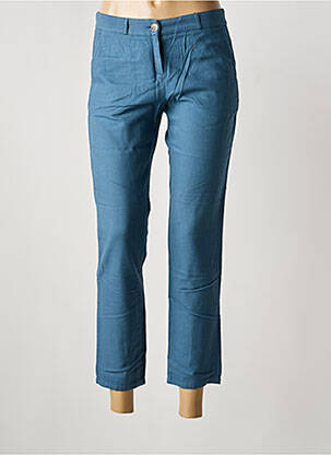 Pantalon 7/8 închidere cu fermoar sub clapetă cu nasturi albastru MOMONI femme