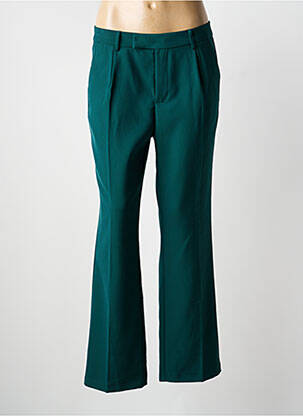 Pantalon drept țesătură poplin mărime normală verde MUSY MUSE femeie