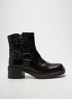 Botine/ghete țesătură satinată toc de 4 la 6 cm maro GOODSTEP femeie