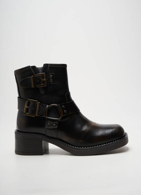 Botine/ghete țesătură satinată toc de 4 la 6 cm maro GOODSTEP femme