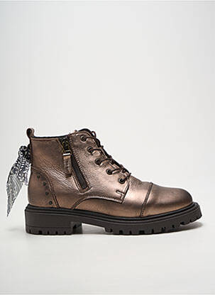 Botine/ghete țesătură satinată toc plat până la 3 cm maro GOODSTEP femme