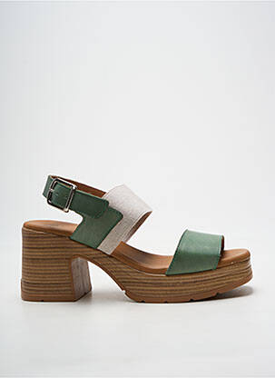 Sandale/pantofi decupați semi compensat toc de 7 la 9 cm verde PAULA URBAN femme