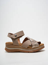 Sandale/pantofi decupați țesătură satinată toc de 4 la 6 cm bej PAULA URBAN femme