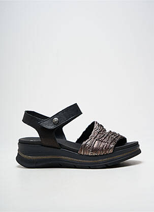 Sandale/pantofi decupați țesătură satinată toc de 4 la 6 cm negru PAULA URBAN femme