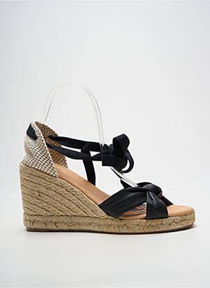 Espadrile închidere cu șireturi toc de 7 la 9 cm negru PINAZ femeie