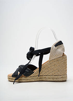 Espadrile închidere cu șireturi toc de 7 la 9 cm negru PINAZ femeie