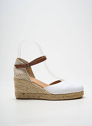 Espadrile vârf rotund toc de 7 la 9 cm alb PINAZ femeie