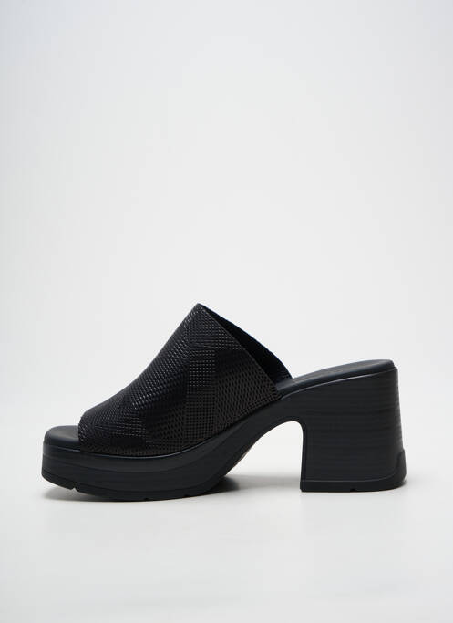 Mulete/saboți semi compensat toc de 7 la 9 cm negru PAULA URBAN femme
